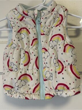 Wonder Nation Rainbow Reversible Puffer Vest Size 6-9 month